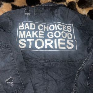 Crop black denim jacket (L)
